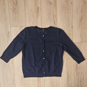 Talbots Women's Navy Cardigan Sweater Pima Cotton Blend XL
